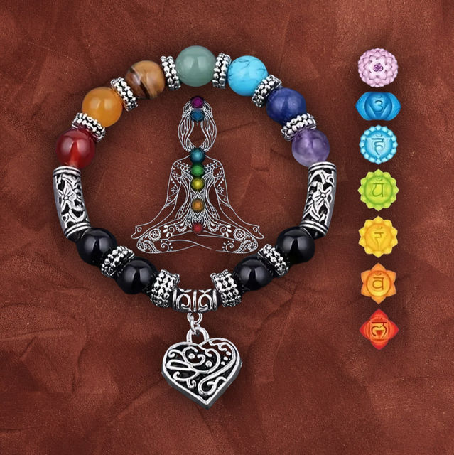 7 Chakra Natural Stone Bracelet - Reiki Infused