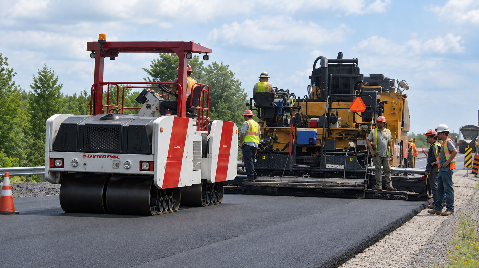 Asphalt compaction using road construction rollers