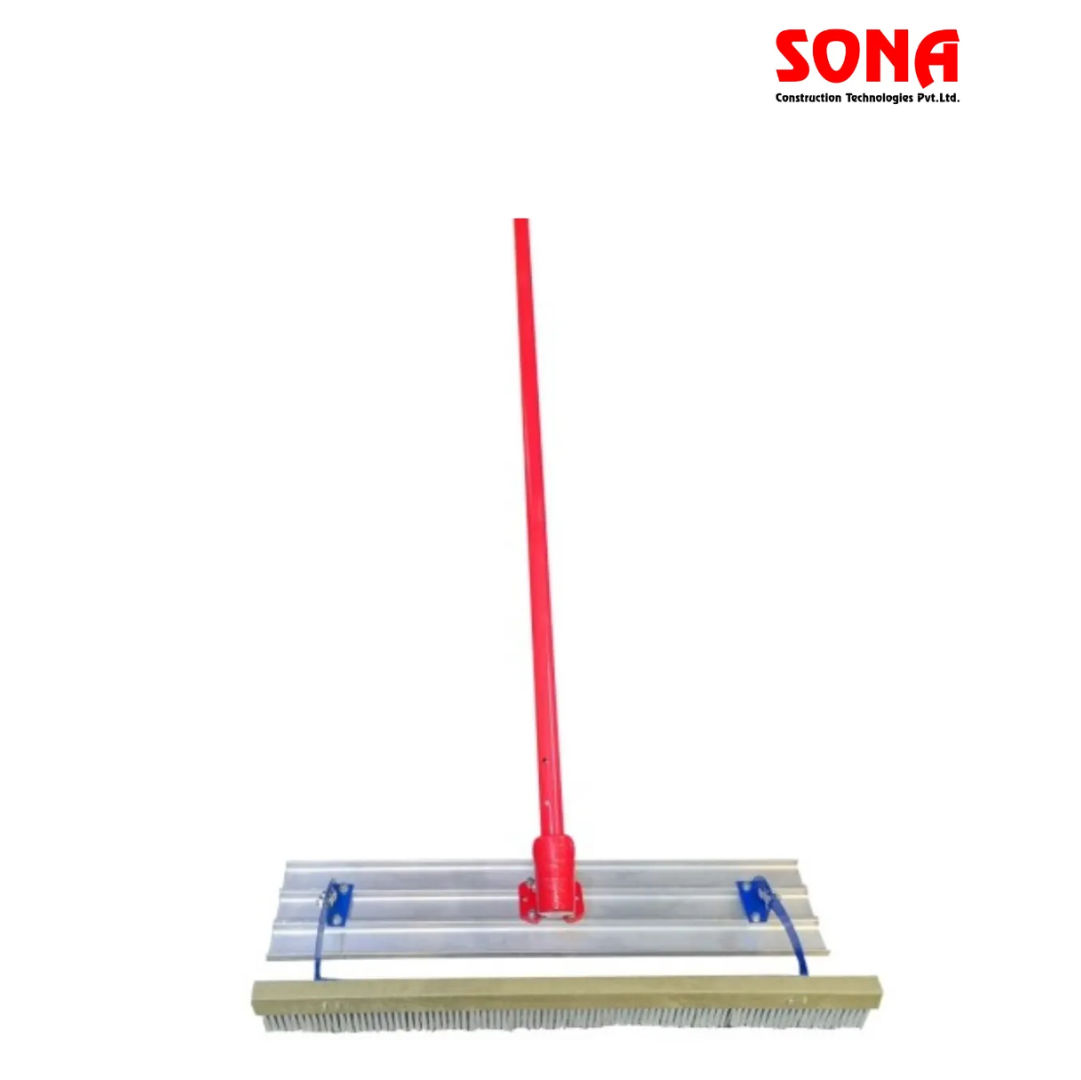 Bull float smoothing freshly poured concrete