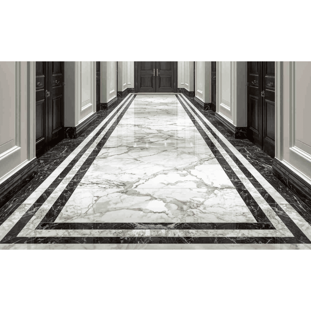 Polished marble floor surface