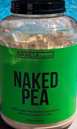 "The Naked Pea 5 LB. container"