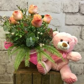 Colombian Roses with a Cuddly Bear 