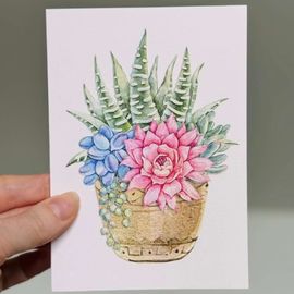 Pot Of Pastel Succulent Mini Card
