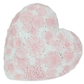 Pink & White Ceramic Floral Heart