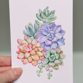 Pastel Succulent Mini Card