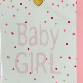 Baby Girl Card With Wooden Heart
