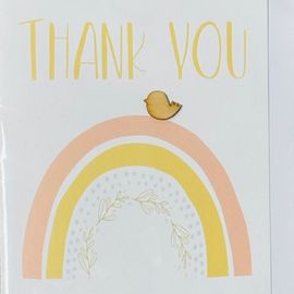 Thank You Rainbow Card With Wooden Bird