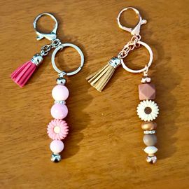 Pink Beaded Keyring