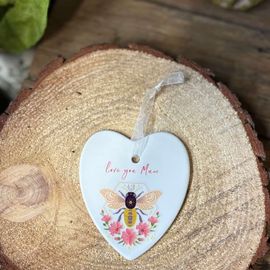 Ceramic Bee Heart Mum Ornament