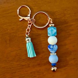 Blue Beaded Keyring