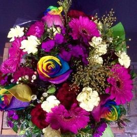 Rainbow rose arrangement