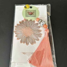 Peach Beaded Bookmark