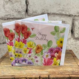 Happy Birthday Card Floral Large