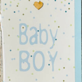 Baby Boy Dotty Card With Wooden Heart