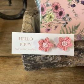 Pretty Pink Flower Handcrafted Earrings 