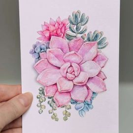 Pink Succulent Mini Card
