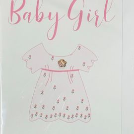 Baby Girl Card With Wooden Flower
