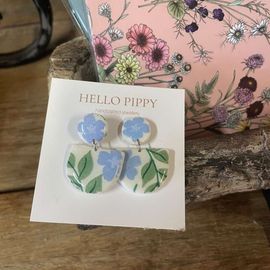 Blue Floral Handcrafted Earrings 