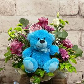 Baby Boy Flowers & Teddy 