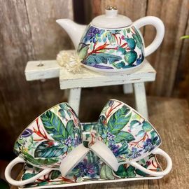 Tropical Teapot & Teacups Set