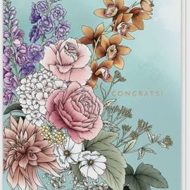 Congratulations Blue Blooms Card 