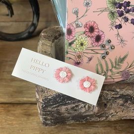 Pink Gerbera Handcrafted Earrings 