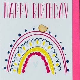 Happy Birthday Bright Pink Rainbow Card