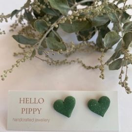 Emerald Green Heart Handcrafted Earrings 
