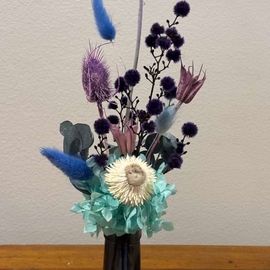 Blue Bud Vase Of Blooms