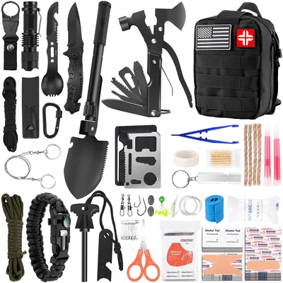 LUXMOM 142-Pcs Emergency Survival & First Aid Kit