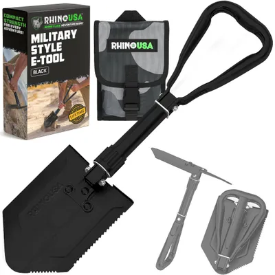 Rhino USA Folding Survival Shovel with Pick