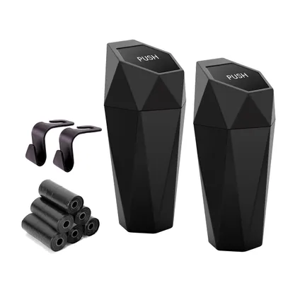 Ginsco 2-Pack Mini Car Trash Cans w/ Lid & Bags