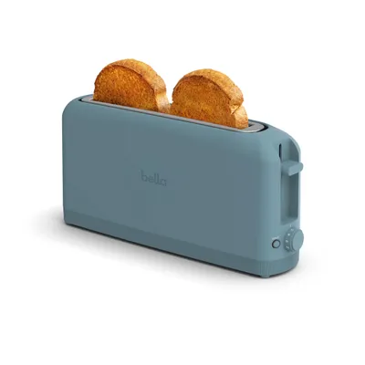 bella 2 Slice Slim Toaster, Fits-anywhere™ Kitchenware, 6 Setting Shade Control with Reheat & Cancel Buttons, Fits Sourdough, 10” Long Slot, Anti Jam & Auto Shutoff, 900 Watt, Surf 2 Slice Surf