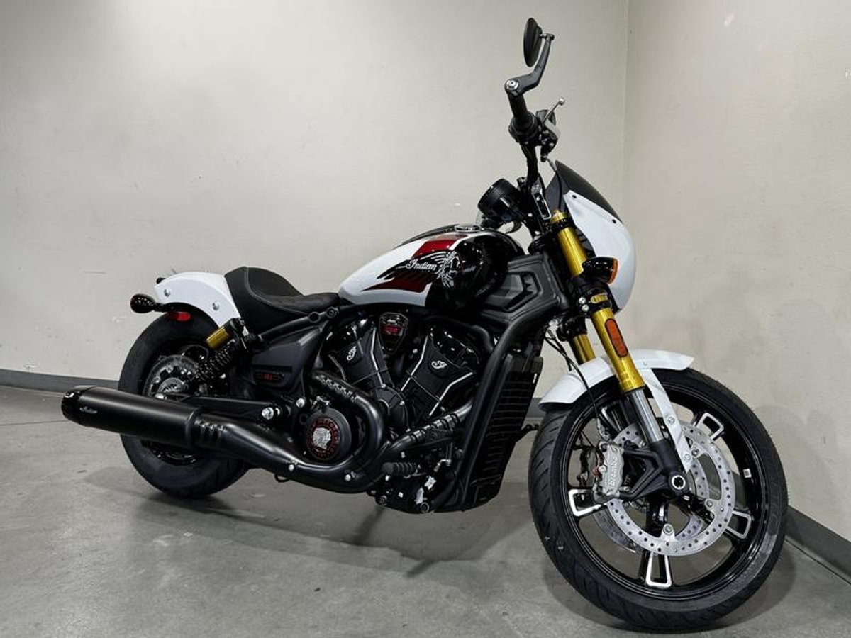2025 Indian Motorcycle 101 Scout Ghost White Metallic with Graphics
