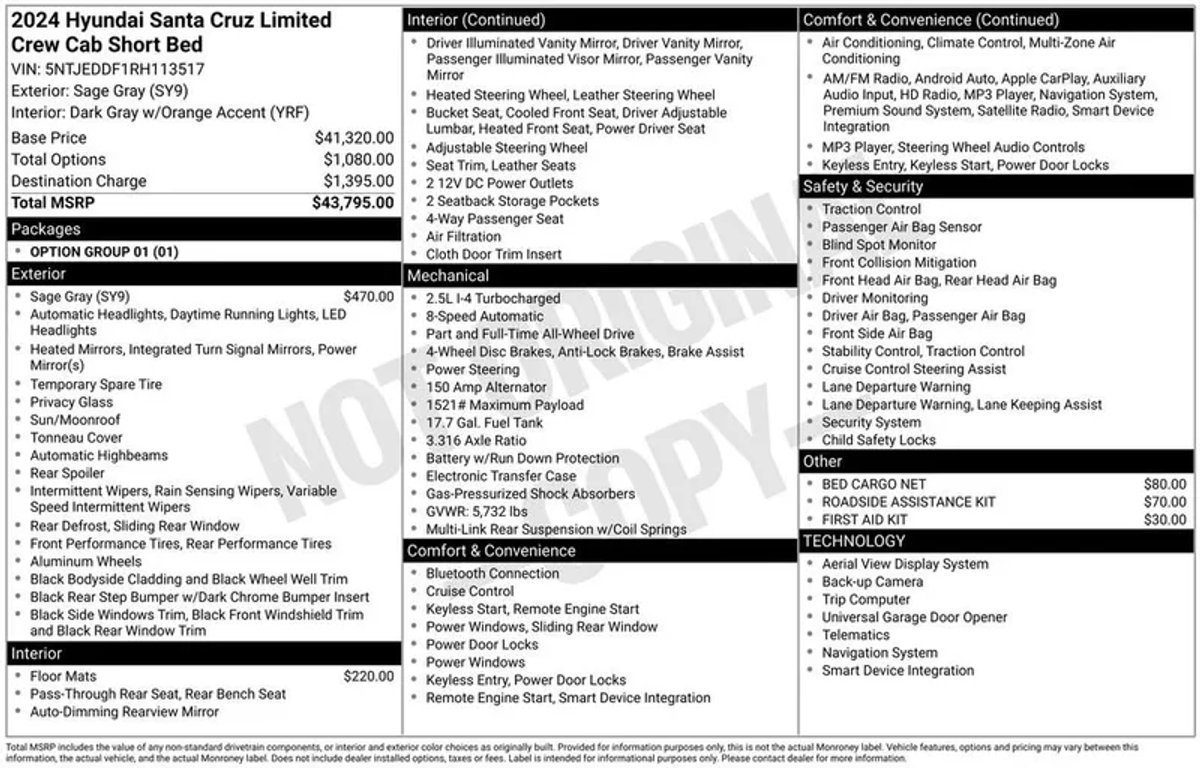 2024 Hyundai Santa Cruz Limited