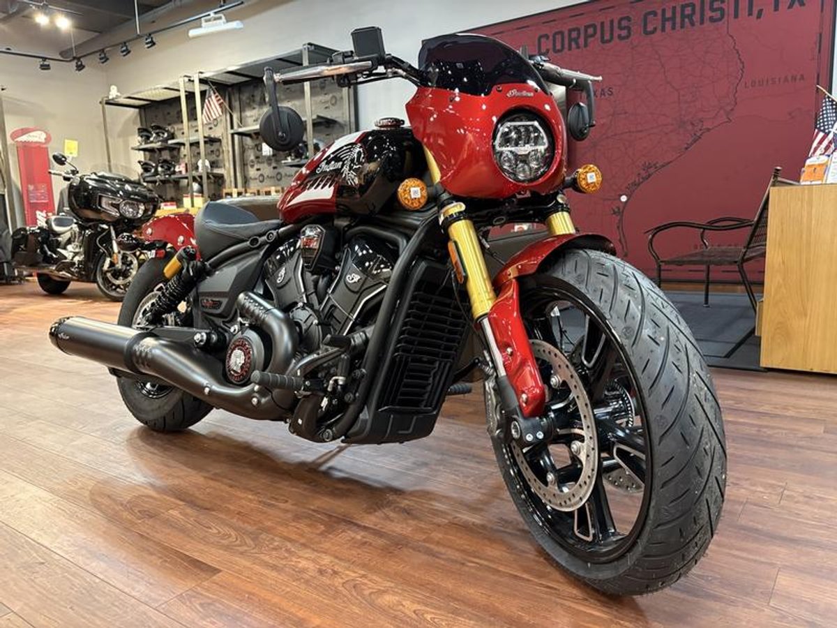 2025 Indian Motorcycle 101 Scout Sunset Red Metallic with Graphics