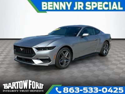 2025 Ford Mustang EcoBoost in Silver Metallic — front three-quarter view