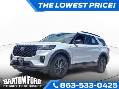2026 Ford Explorer ST-Line in White Metallic — front three-quarter view