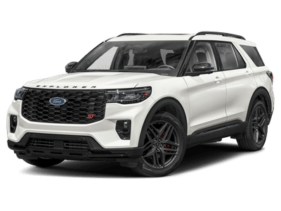 2026 Ford Explorer ST in White Metallic — front three-quarter view