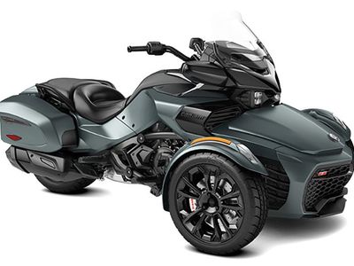 2026 Can-Am Spyder F3-T in Mineral Blue — front three-quarter view