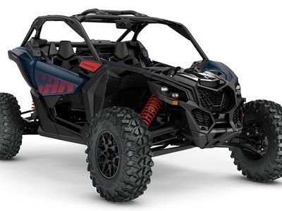 2026 Can-Am Maverick X3 RS TURBO in Dusty Navy — front three-quarter view