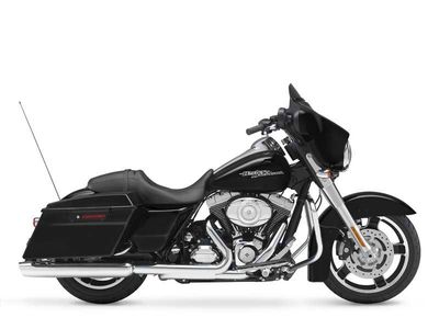 2012 Harley-Davidson Street Glide FLHX in Vivid Black — front three-quarter view