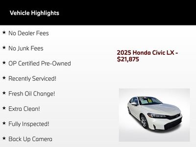 2025 Honda Civic — rear three-quarter view