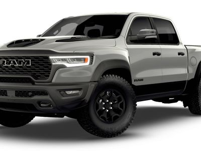 2026 RAM 1500 RAM 1500 RHO CREW CAB 4X4 5'7' BOX in Silver Zynith Exterior Paint — front three-quarter view