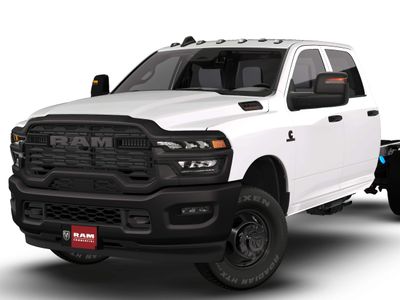 2026 RAM 3500 Chassis Cab RAM 3500 TRADESMAN CREW CAB CHASSIS 4X4 60' CA in Bright White Clear-Coat Exterior Paint — front three-quarter...