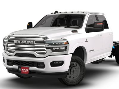 2026 RAM 3500 Chassis Cab RAM 3500 BIG HORN CREW CAB CHASSIS 4X4 60' CA in Bright White Clear-Coat Exterior Paint — front three-quarter view