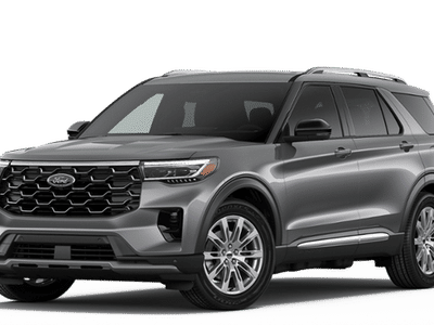 2026 Ford Explorer Platinum in Carbonized Gray Metallic — front three-quarter view