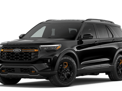 2026 Ford Explorer Tremor in Agate Black Metallic — front three-quarter view