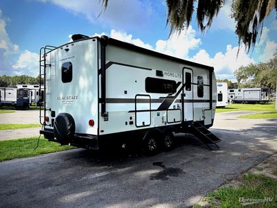 2027 Forest River Flagstaff Micro Lite — rear three-quarter view