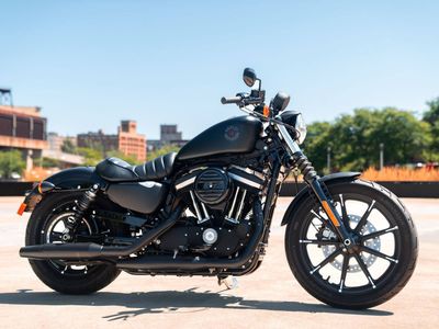 2021 Harley-Davidson Iron 883 XL883N in River Rock Gray Denim — front three-quarter view